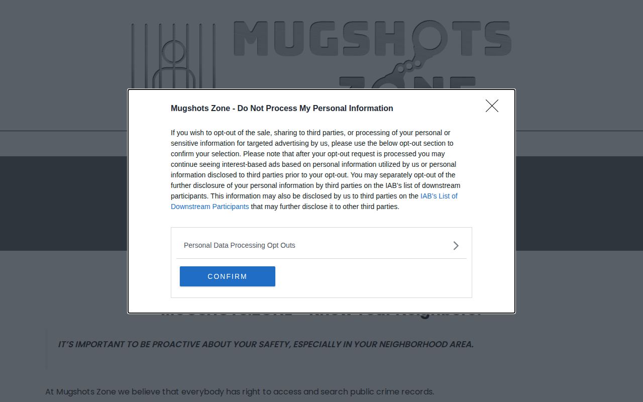 Mugshots Zone general source information page